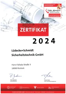 Download PDF-Datei: TELENOT Zertifikat